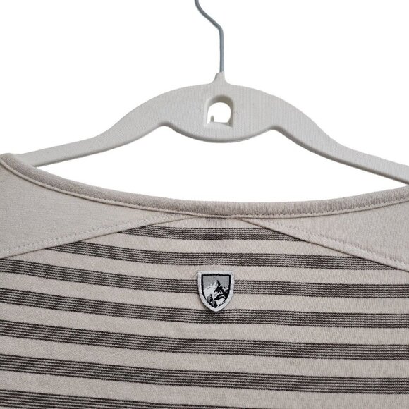 Kuhl Womens Top Small Beige Striped Jive 3/4 Sleeve Tee Dove Outdoor #8385 - Picture 6 of 13